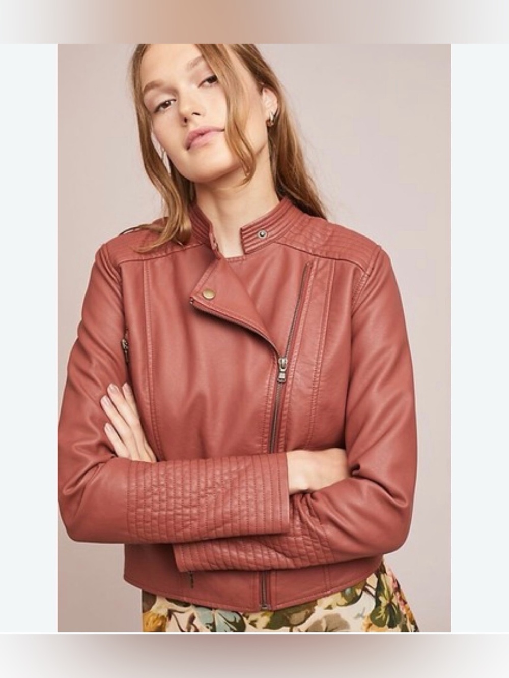 Anthropologie MP faux leather motto jacket